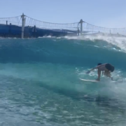 girl getting barreled at surf ranch